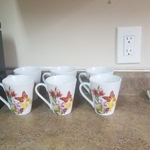 7 piece tea or coffee cups #butterfly